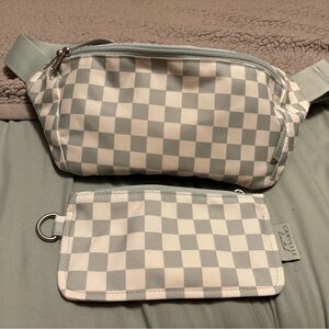 Canvelle Mint Checkered Fanny Pack and Pouch
